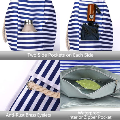 Big Durable Beach Bag with Free Travel Pouch