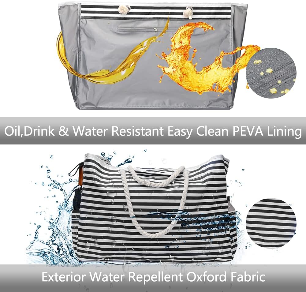 Big Durable Beach Bag with Free Travel Pouch