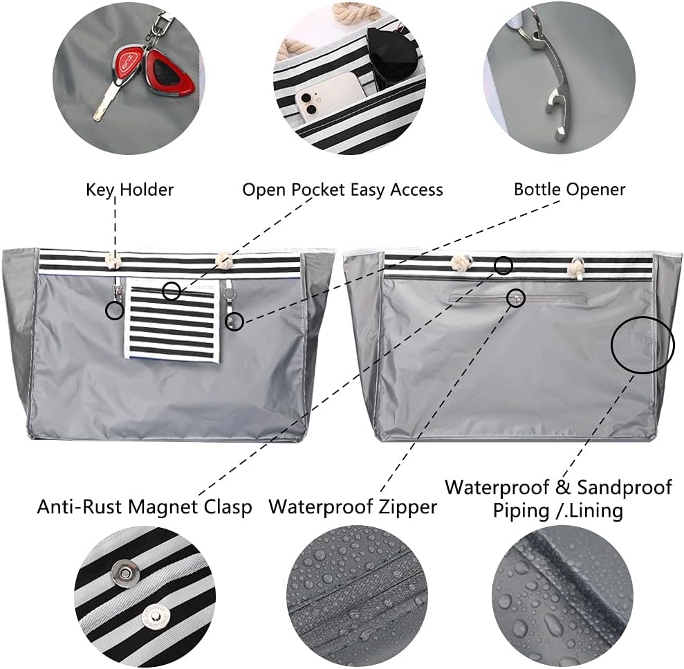 Big Durable Beach Bag with Free Travel Pouch