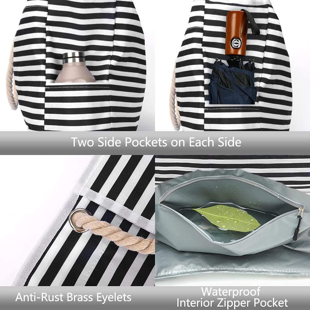 Big Durable Beach Bag with Free Travel Pouch