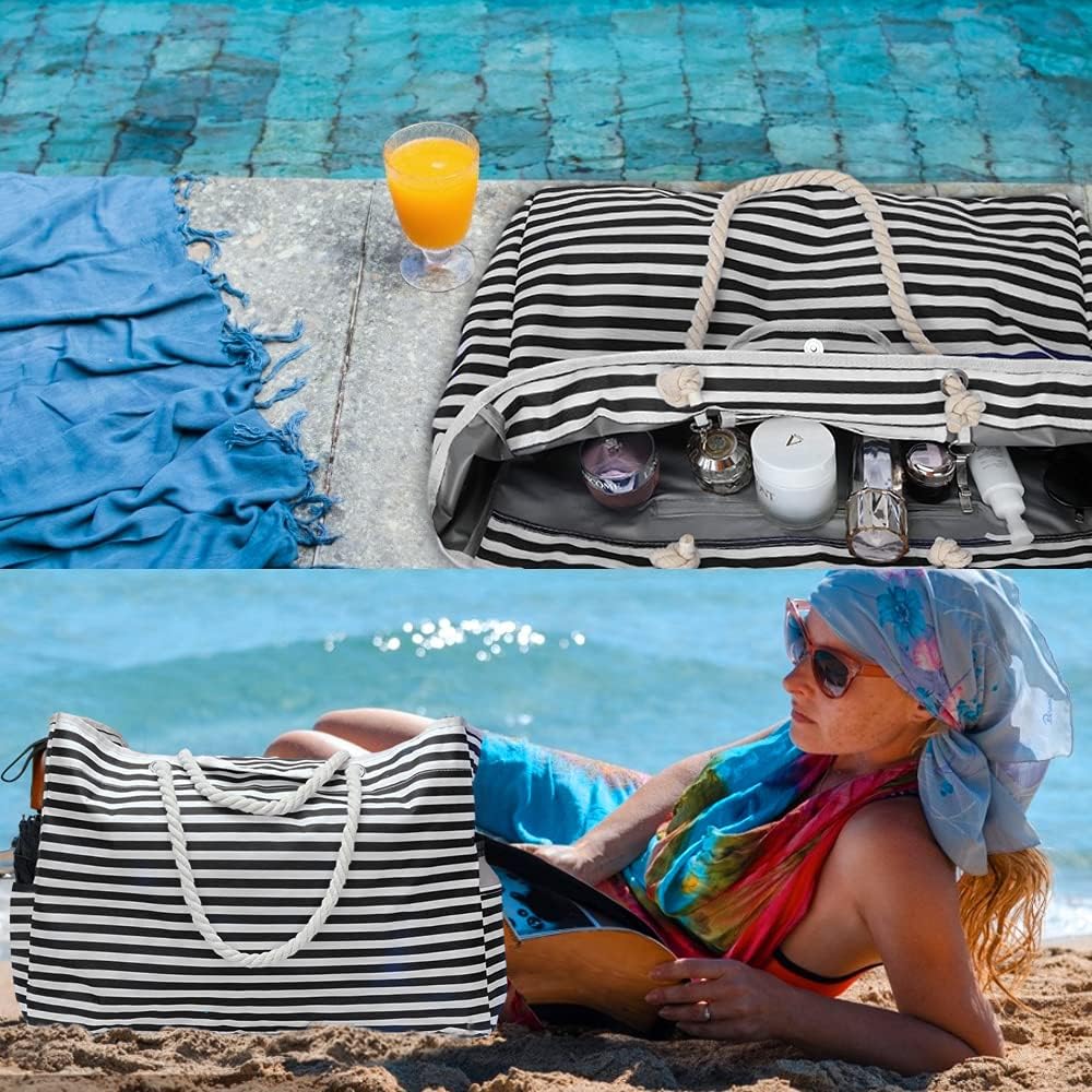 Big Durable Beach Bag with Free Travel Pouch