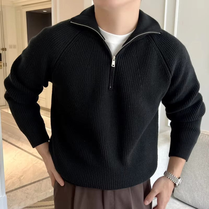 Relaxed Fit Men's Quarter Zip Sweater