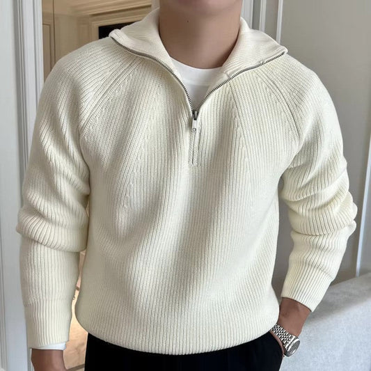 Casual Men's Quarter Zip Pullover Sweater - OutfitLondon