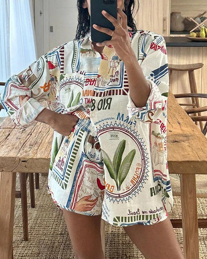Women's Lovely Casual Tops Shirt Set - OutfitLondon