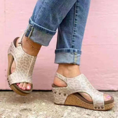 Women's Cork Platform Wedges Slingback Ankle Buckle Strap Sandals