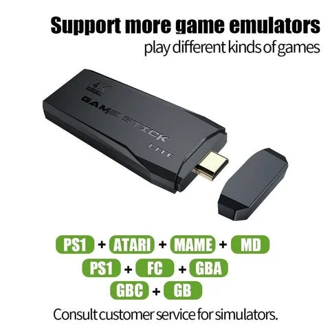 Mini 4K HDMI TV Game Stick 10000+ Retro Games Console + 2 Controller