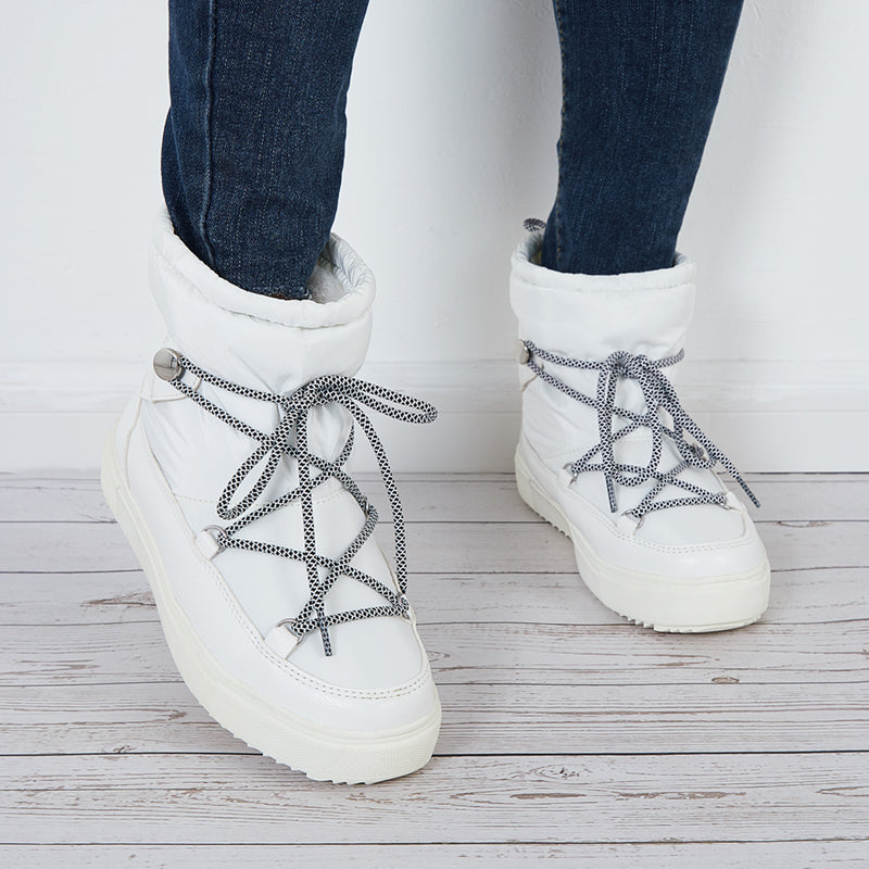 Waterproof Winter Snow Booties Pull on Fur Lining Mid Calf Boots