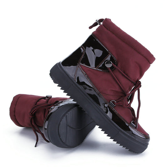 Waterproof Winter Snow Booties Pull on Fur Lining Mid Calf Boots