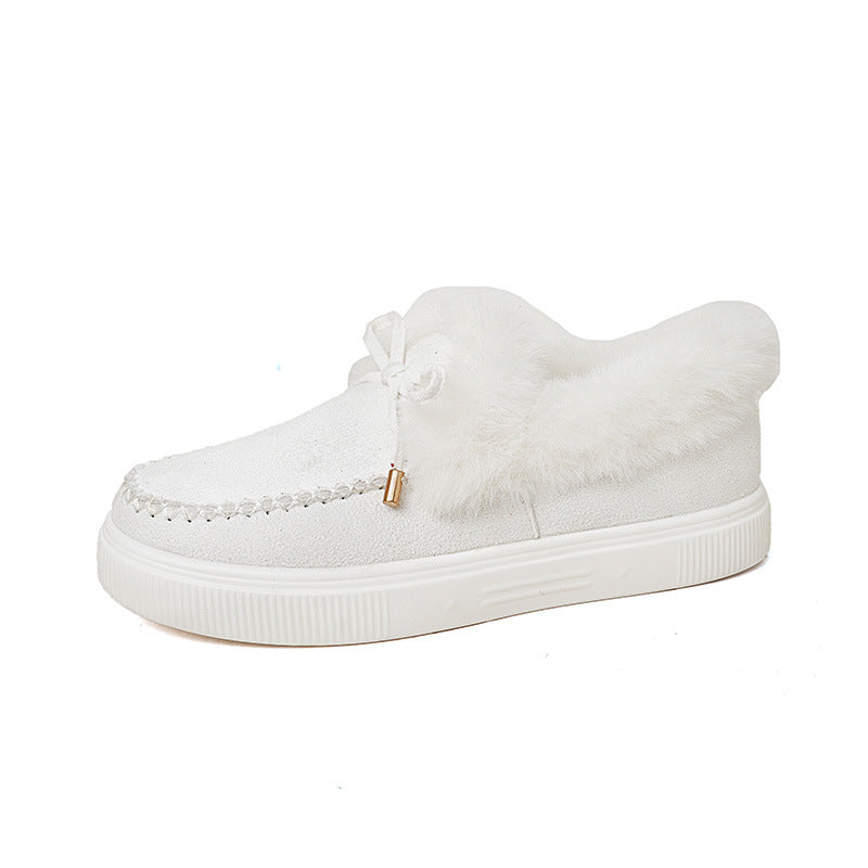 Suede Warm Flat Slip on Snow Boots Faux Fur Lined Loafer Shoes