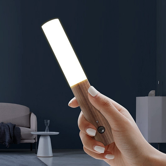 Rotatable Wooden LED Wall Lamp - Magnetic Detachable & Stepless Dimming Rechargeable Wall Light