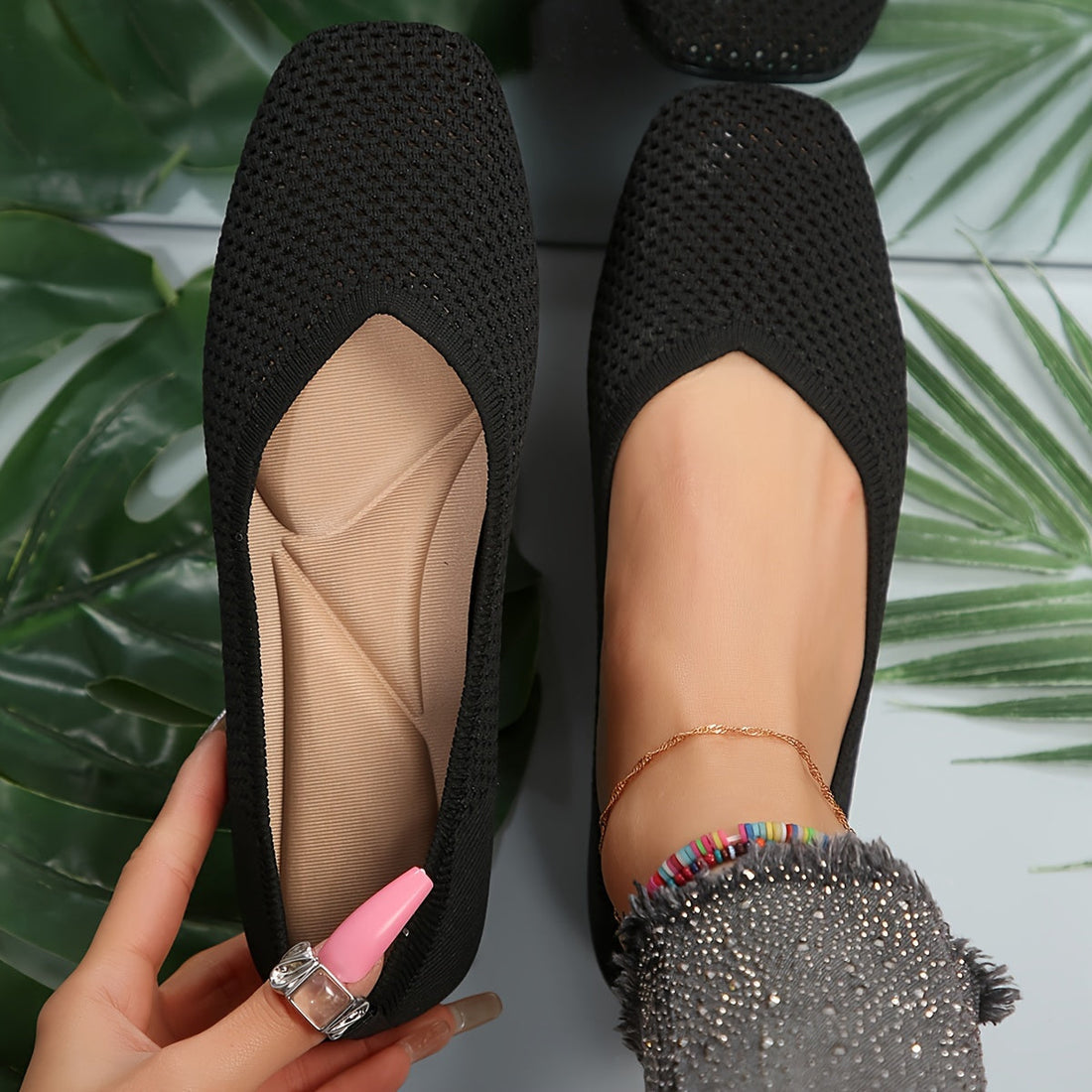Navy Comfortable Flat Shoes