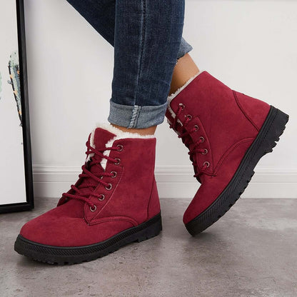 Comfort Warm Fur Flat Waterproof Snow Ankle Boots Cotton Lined Winter Booties