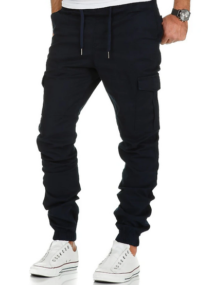 Men's Joggers Pants Trousers Elastic Waistband Drawstring with Side Pocket Casual Daily Solid Color