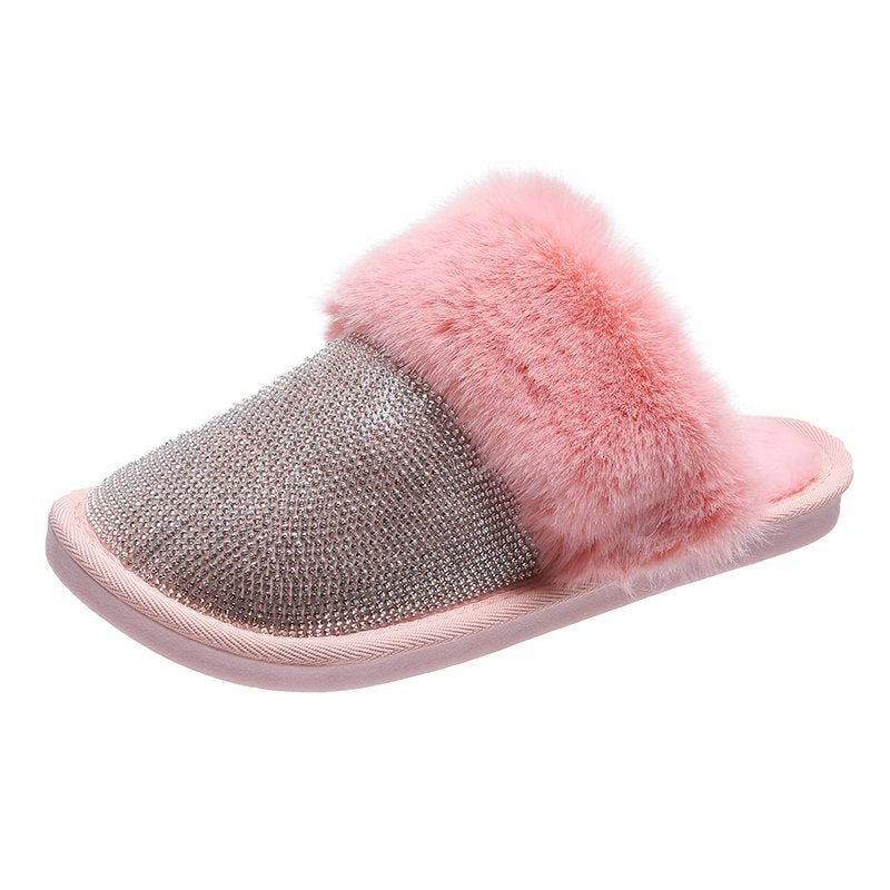 Black Warm Faux Fur Mule Slipper Furry Soft Slip on Shoes