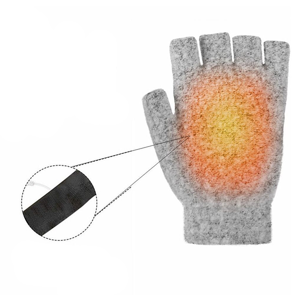 USB Electric Heating Half-Finger Gloves