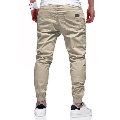 Men's Cargo Pants Joggers Trousers Drawstring Elastic Waistband Stylish Simple Solid Color