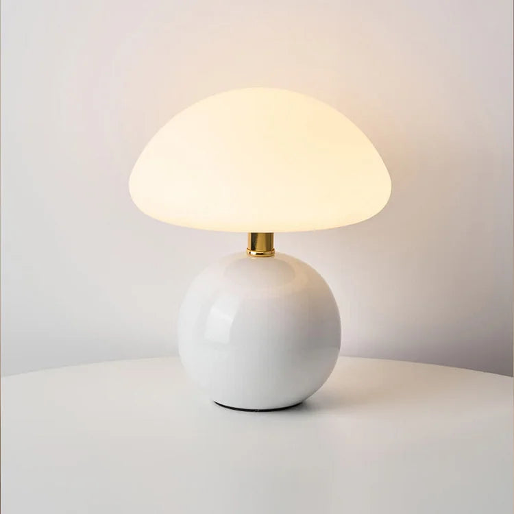 Vintage White Fungi Desk Lamp in Retro Chic Style