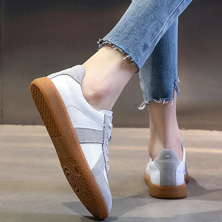 White Leather Low Top Sneakers Shoes