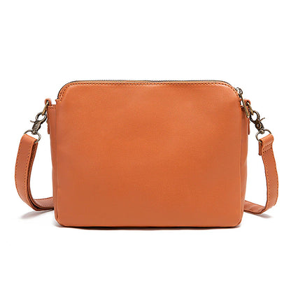 Three-Layer Crossbody Leather Shoulder Bag & Clutch