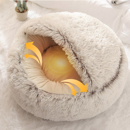 Fluffy Plush Cave Cat Bed