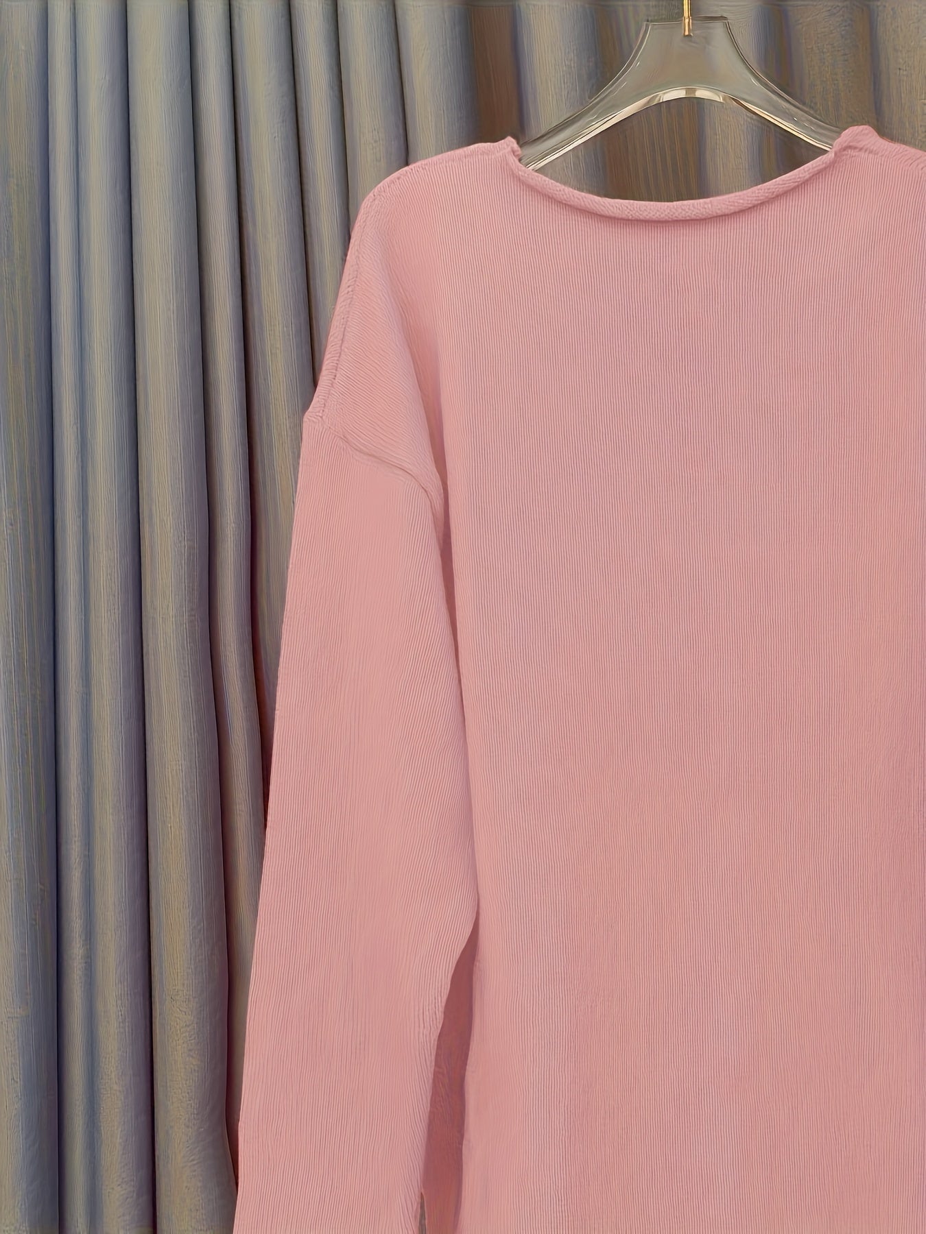 Women's Large V-Neck Sweater with Patterned Design