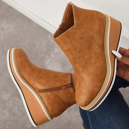 Fashionable Ankle Boots with Side Zipper