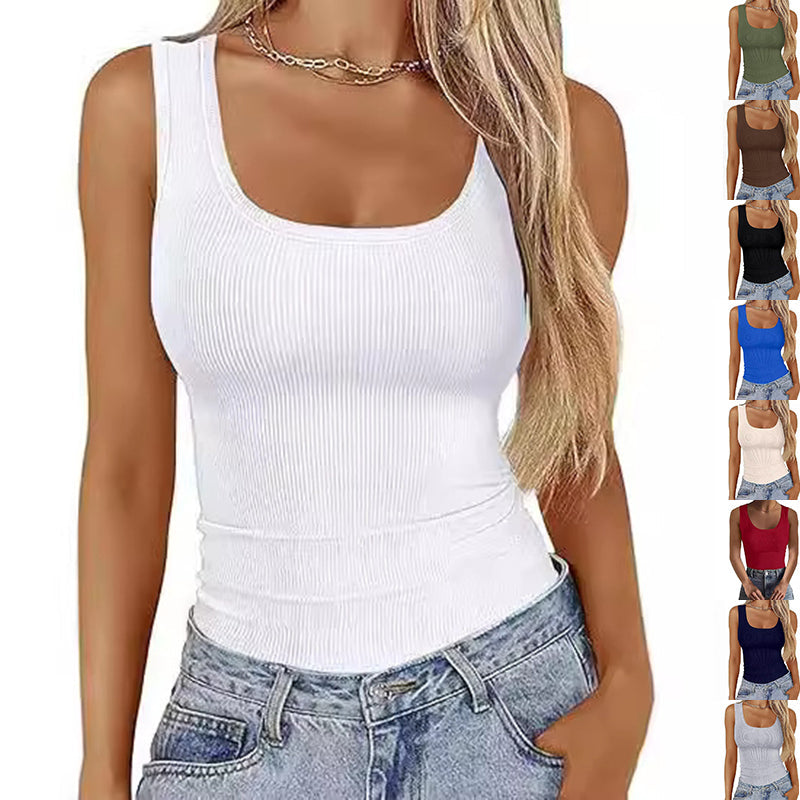 Women's Slim-fit Square Neck Sleeveless Cotton Top