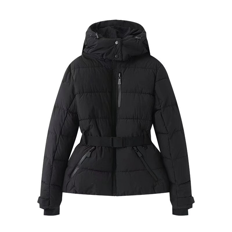 Slim Fitted Padded Jacket With Waist Tie