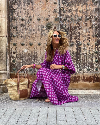Women's Bohemian V-Neck Cotton Summer Dress