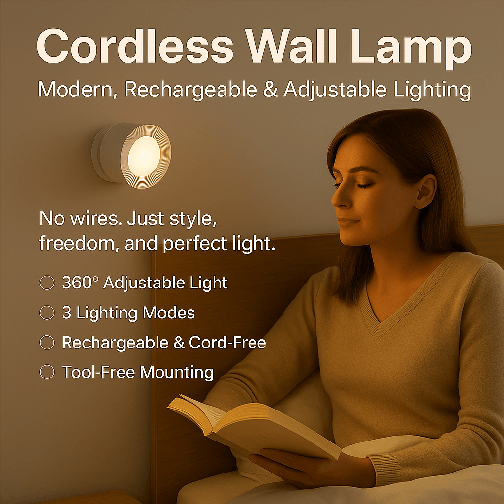 Cordless Wall Lamp - Battery Operated Light - Rechargeable Wall Light - Ambilume