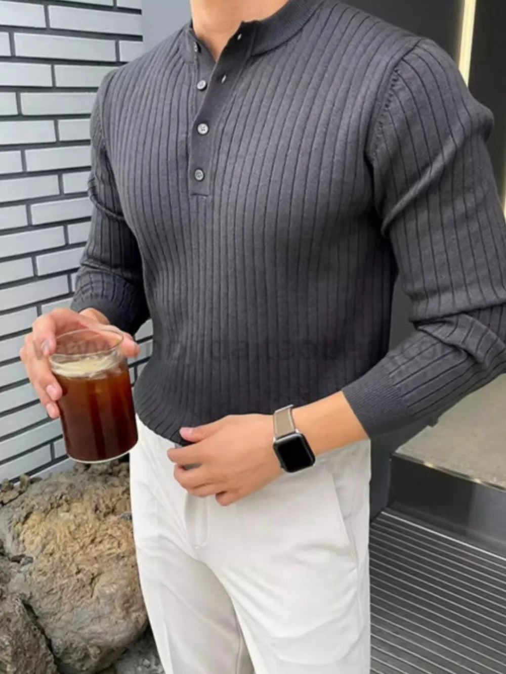 Rugged Knit Crew Neck Mens Sweater