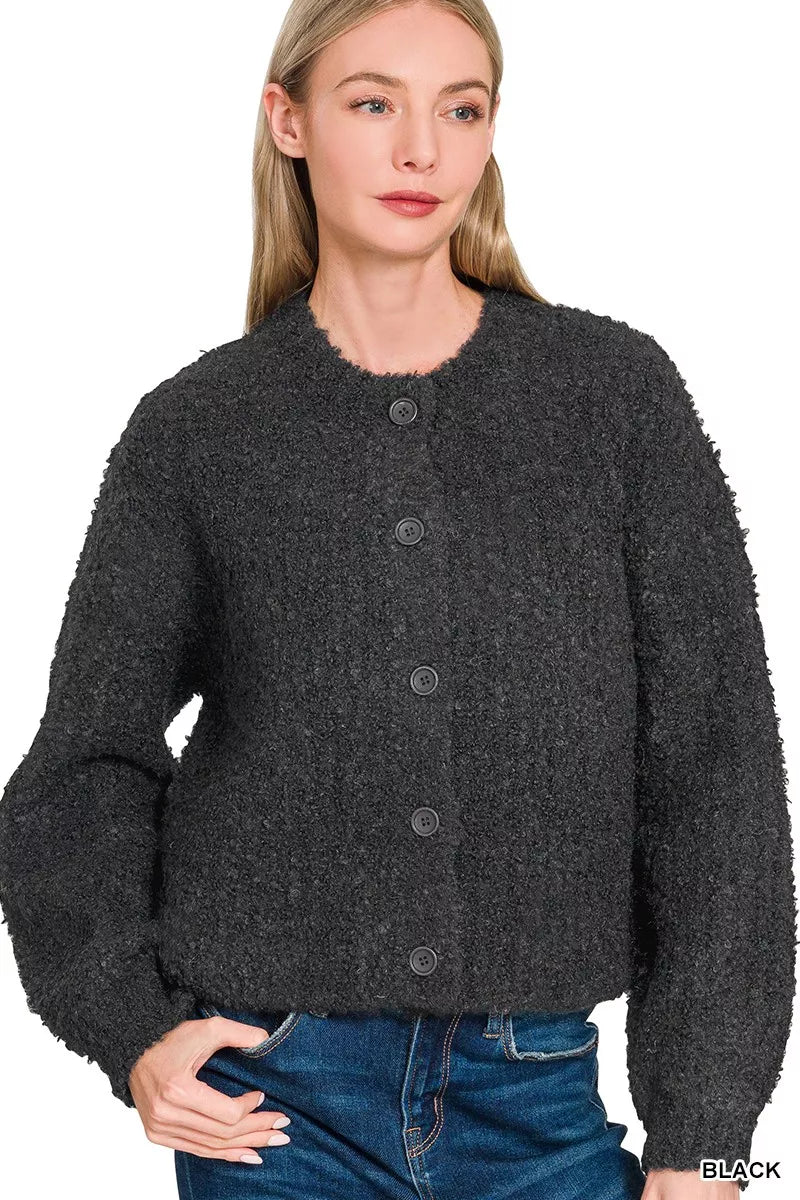 Traditional Open Front Wool Crew Sweater - OutfitLondon