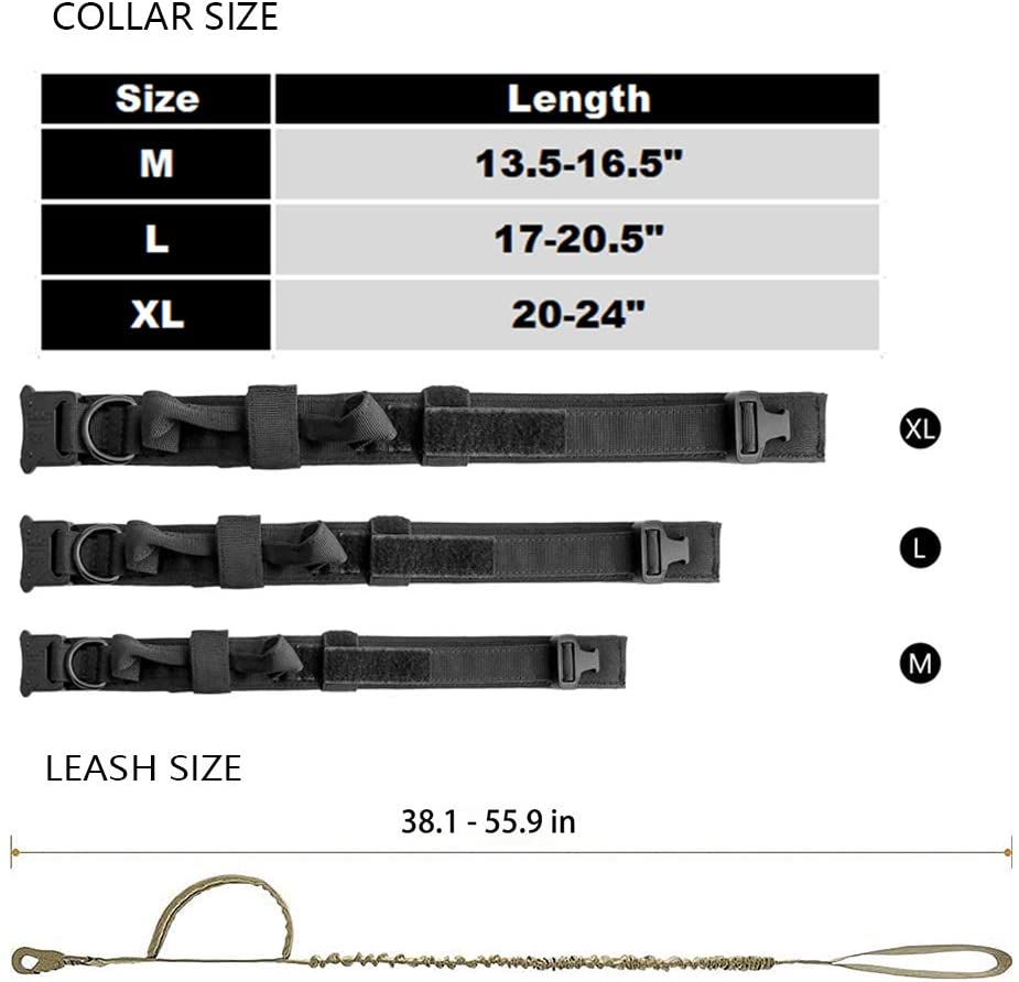 Dog Collar Adjustable Military TacticalPets Dg Collas Leas CntrlTactical Military Dog Training Collar