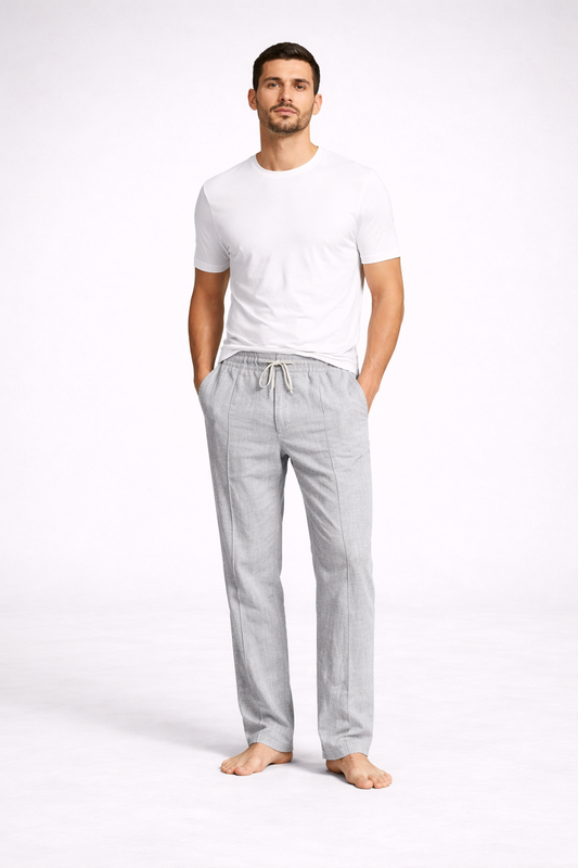 Men's Casual Linen Straight Leg Pants