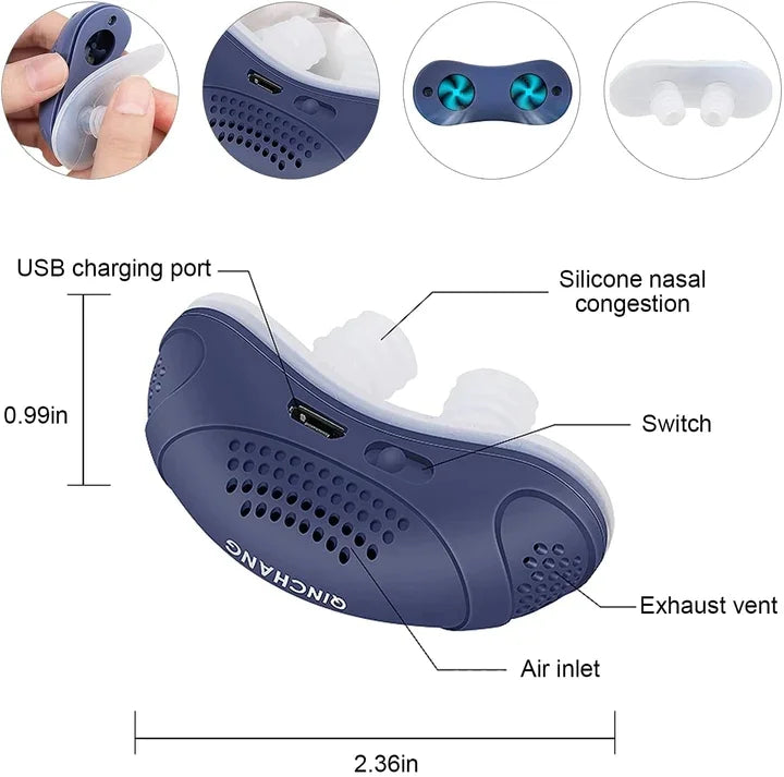 Electric Mini CPAP Noise Anti Snoring Device Sleep Apnea Stop Snore Aid Stopper