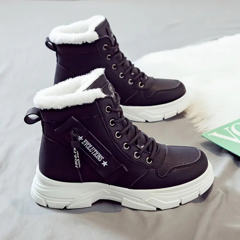 Warm Waterproof Women's Snow Boots with Fleece Lining