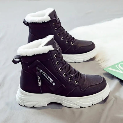 Warm Waterproof Women's Snow Boots with Fleece Lining