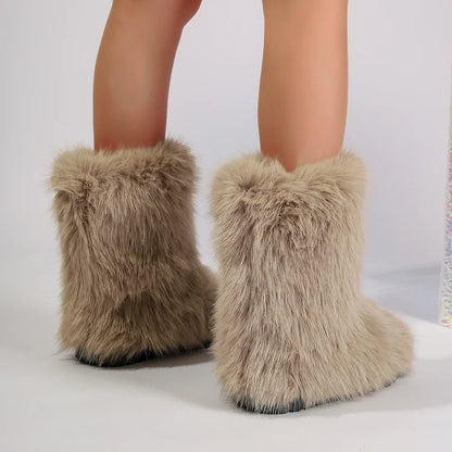 Warm Faux Fur Ankle Boots for Women