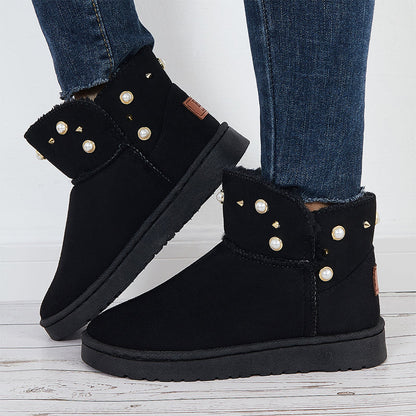 Pull on Fur Lined Platform Snow Boots Warm Winter Ankle Boots