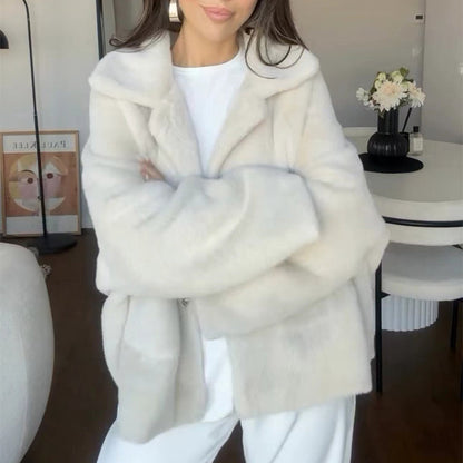 Women's Casual Fleece Lapel Single-Breasted Coat