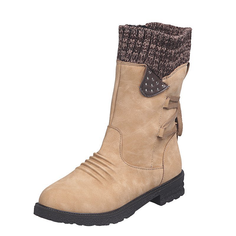 Waterproof Suede Block Heel Ankle Boots Side Zipper Booties