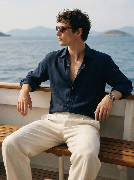 Men's Casual Linen Long Sleeve Shirt