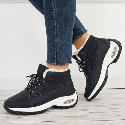 Women Air Cushion Sneakers Boots Warm Fur-Lining Booties