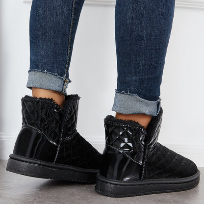 Warm Fur Lined Winter Booties Furry Waterproof Snow Ankle Boots