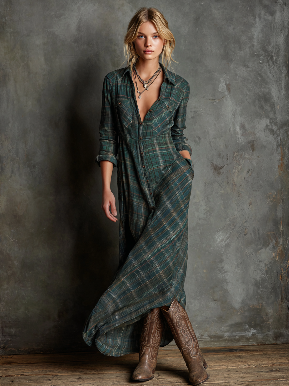 Timeless Plaid Shirt Dress for Women - OutfitLondon
