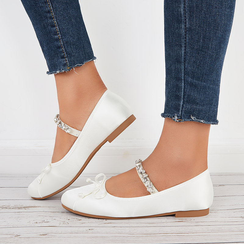 Women Mary Jane Flats Round Toe Slip on Ballet Flat Shoes