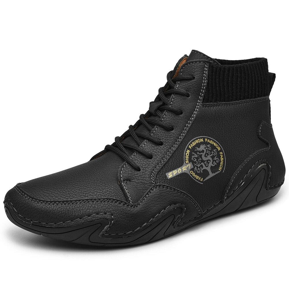Barefoot Beck Shoes Men's Handmade Soft Slip Resistant Lace Up Leather Ankle Boots