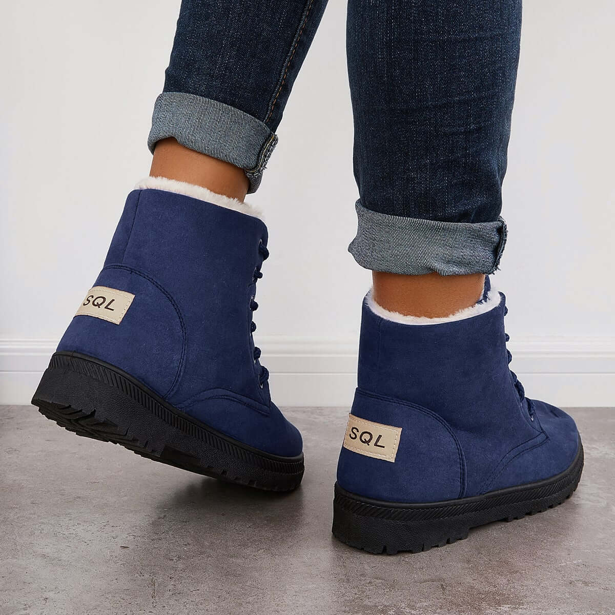 Comfort Warm Fur Flat Waterproof Snow Ankle Boots Cotton Lined Winter Booties
