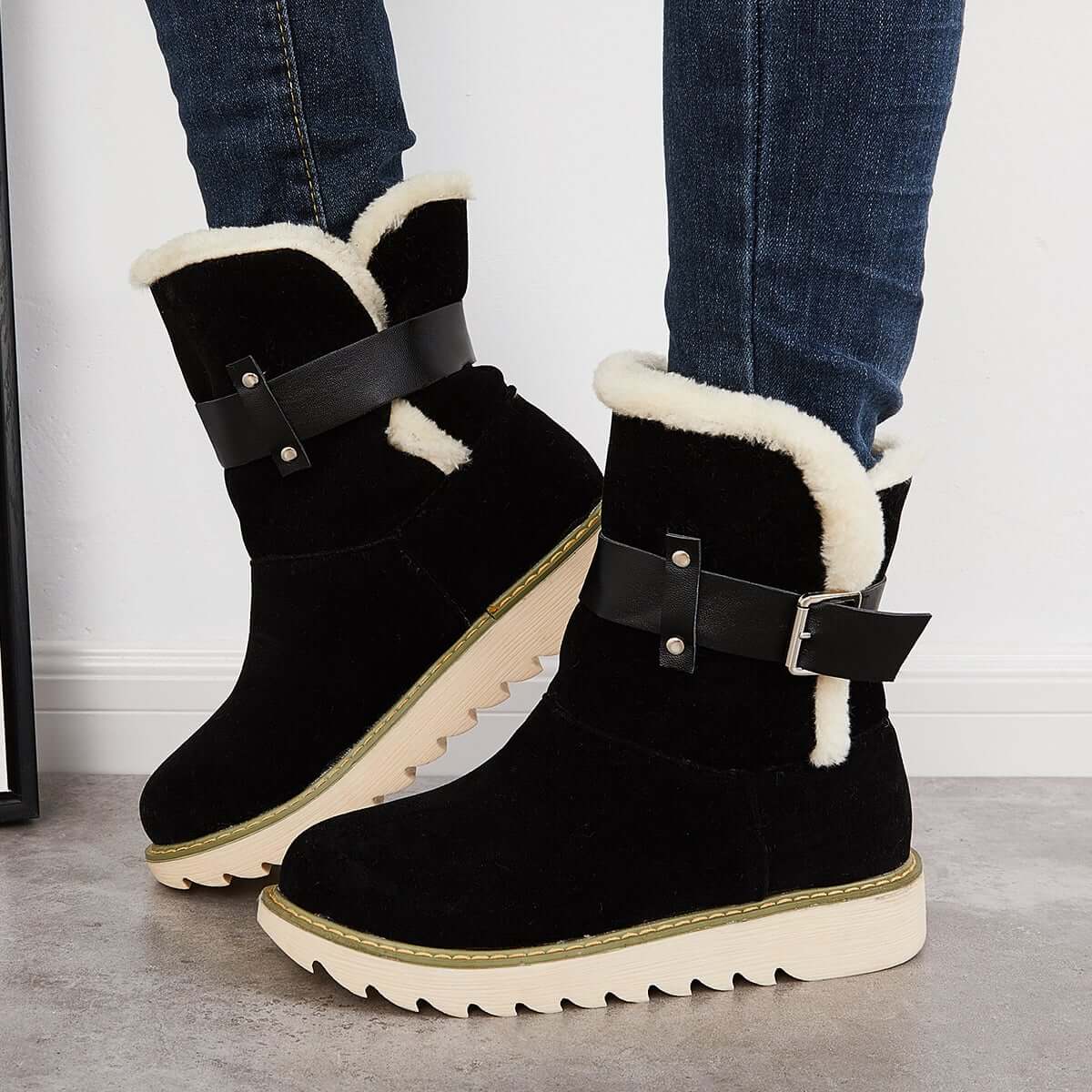 Warm Non Slip Ankle Snow Boots Winter Fur Lining Booties8945
