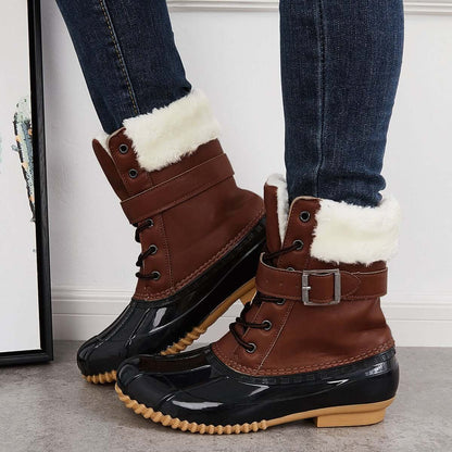 Non Slip Warm Fur Lining Snow Boots Waterproof Duck Ankle Boots